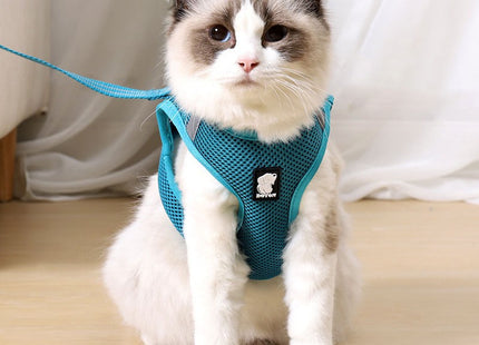 Pawtrox AirFlex – Atmungsaktives Katzengeschirr mit Leine für Spaziergänge